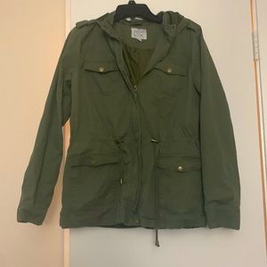 Olive anorak jacket with hood